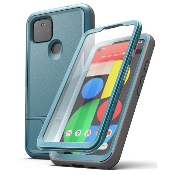 Encased for Pixel 4a 5G Case with Screen Protector, Heavy Duty Full Body Protective Cover with Build-in Screen Guard for Google Pixel 4a 5G - Blue