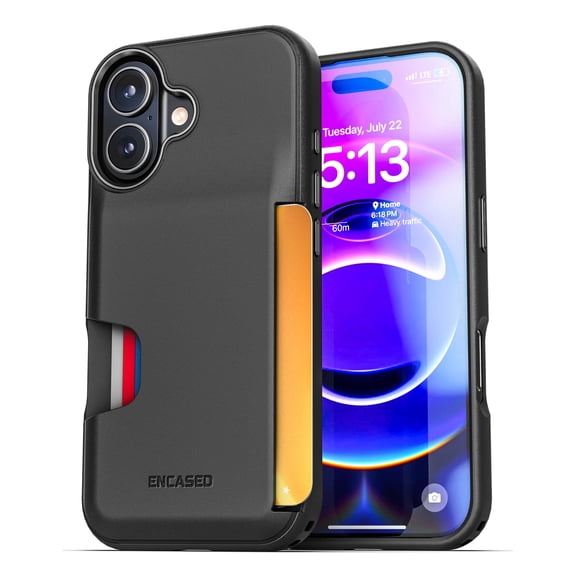 Encased for iPhone 17 Wallet Case (Cache Series) - Protective Phone Case with Built-In Card Holder Slot (Black)