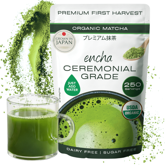 Encha Matcha Green Tea Powder, Organic Ceremonial Grade First Harvest, Uji Japan, 500g, 1.1lb