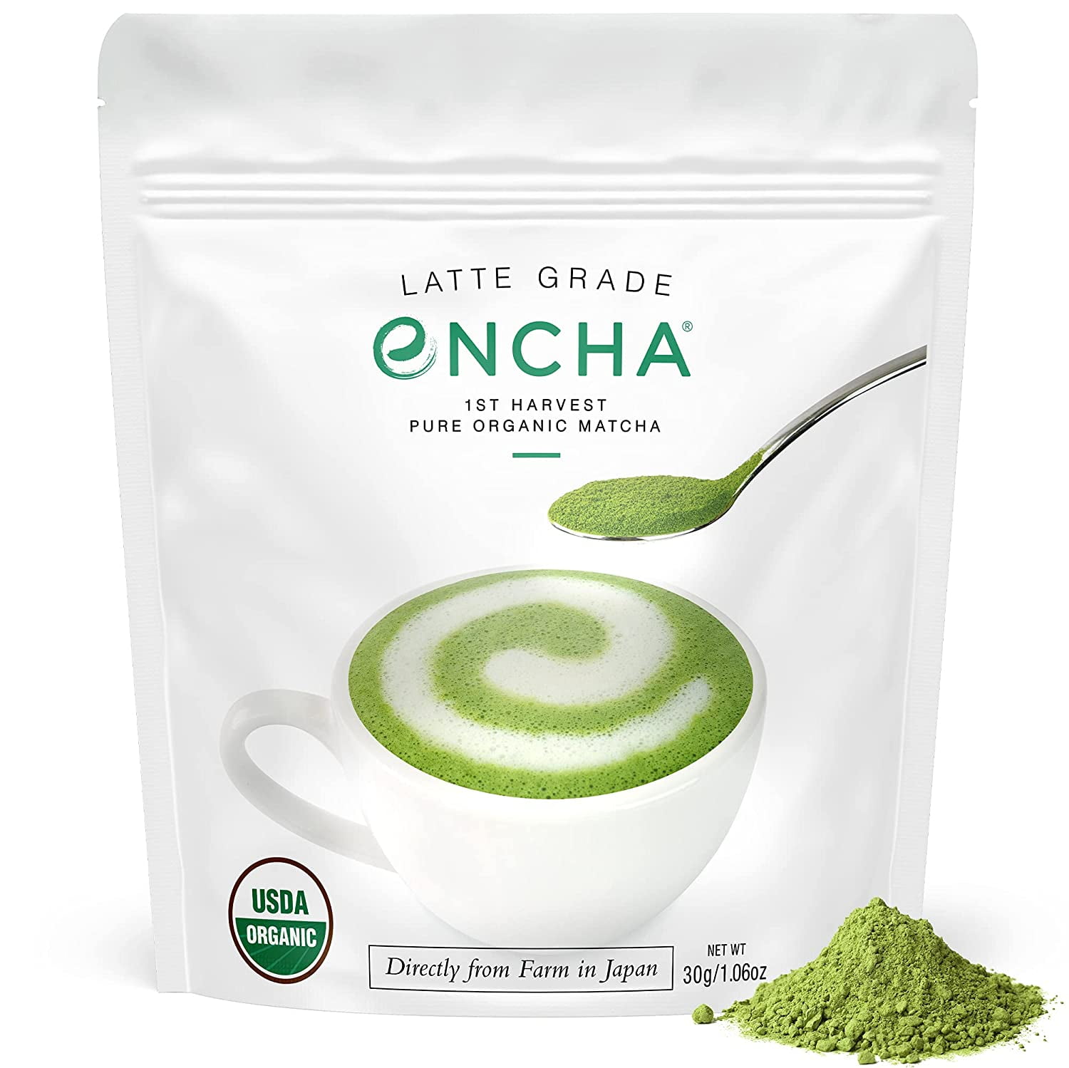Encha Matcha Green Tea Powder, Organic Latte First Grade, 30g