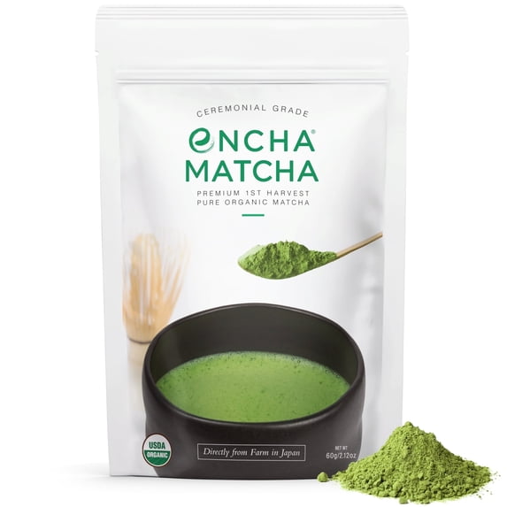Encha Organic Ceremonial Grade Matcha Green Tea Powder First Harvest from Uji, Japan 60g