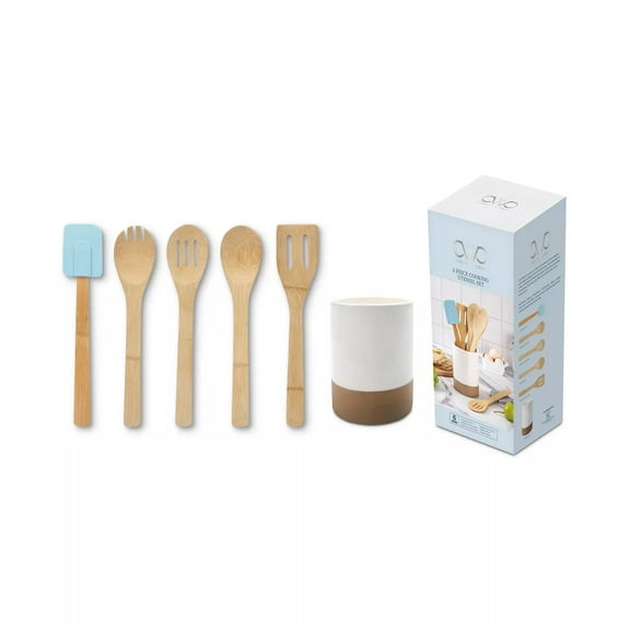 Enchante Cook With Color 6-Pc. Bamboo Utensil Set, Blue