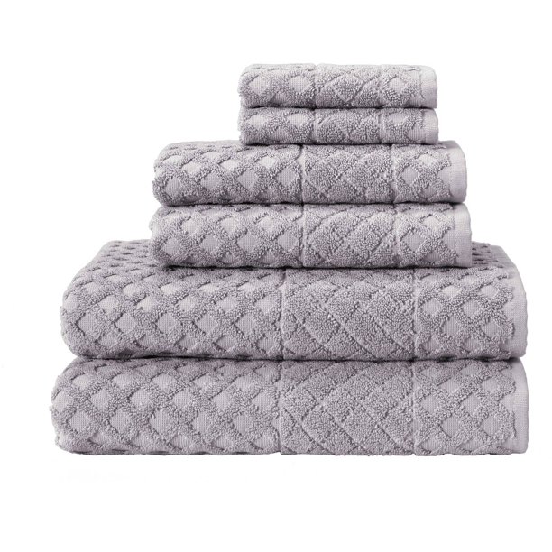 Enchante Home Glossy 6Piece Luxury Quick Dry Turkish Towel Set, White