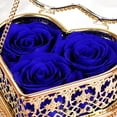 thumbnail image 1 of Enchante Preserved Forever Rose Vintage Heart Jewelry Box, Wedding Anniversary Birthday Valentine's Day Mother's Day Gift Eternity Flower, Blue, 1 of 7