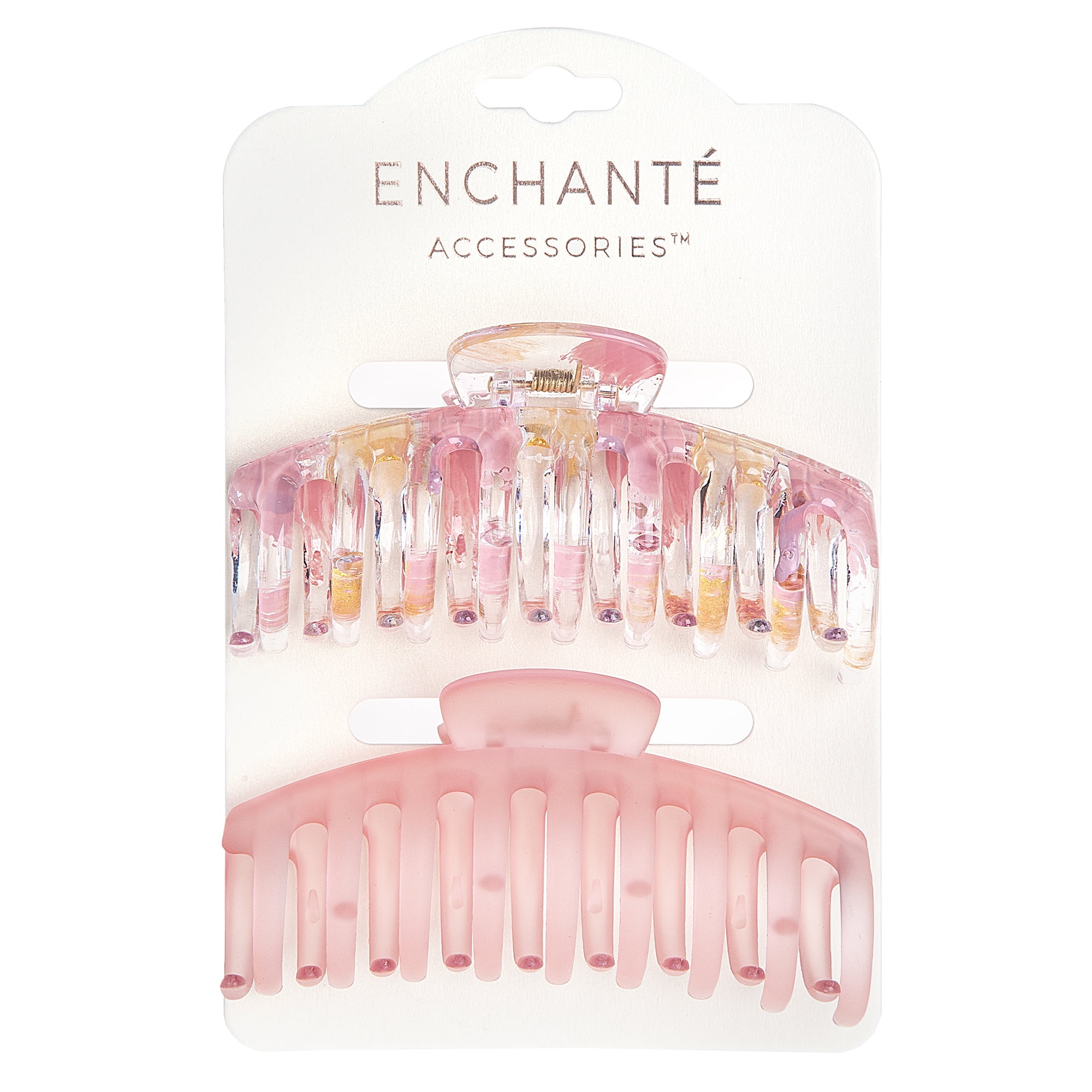 Enchante Wide-Curved No-Slip Claw Clips, Multicolor & Peach Painted, 2 Ct