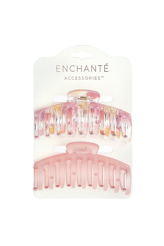 Wide-Curved No-Slip Claw Clips, Multicolor & Peach Painted, 2 Ct