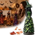 thumbnail image 1 of Enchanted Autumn Witch Figurine, Gothic Harvest Halloween Ornament, Spooky Fall Tabletop & Shelf Decor, 1 of 9
