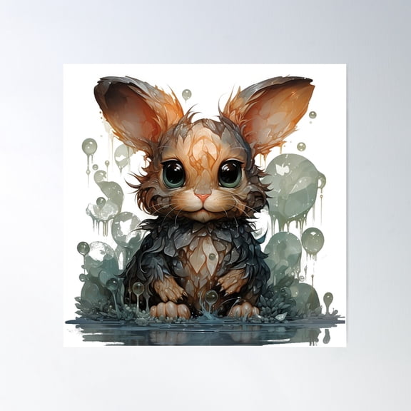 Enchanted Burrower - Mystical Forest Rabbit Poster Wall Art, Modern Wall Decor For Living Room Bedroom, 16X16 UNFRAMED