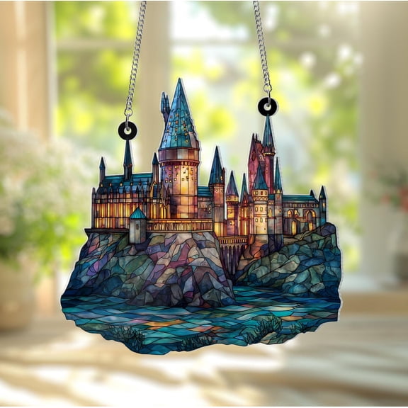 Enchanted Castle Acrylic Suncatcher Wizarding Magical Decor Window Hanging Gift for Fantasy Lovers