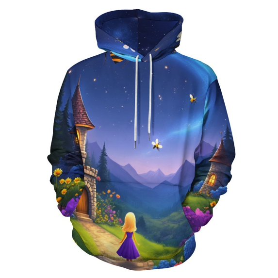 Enchanted Castle Night Scene-2 3D Print Hoodie Men Women Autumn Thin Pullover Sweatshirt Vintage Streetwear Tops