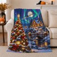 thumbnail image 1 of Enchanted Christmas Village Landscape Santa Claus Flying Over, Festive Holiday Scene, Warm Flannel Blanket for Living Room and Reading Nook, Art Lovers Christmas Gift, Festive Home Decor, 1 of 9