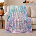 thumbnail image 1 of Enchanted Coral Castle Underwater Fantasy, Mystical Coastal Landscape Scene, Warm Flannel Blanket for Beach House and Living Room, Beach Lovers Housewarming Gift, Coastal Home Decor, 1 of 9