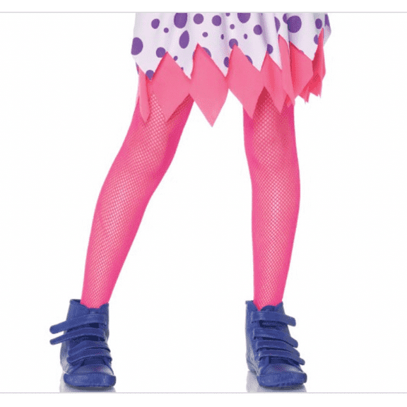 Enchanted Costumes Girls Neon Pink  Fishnet Tights  Large 7-10