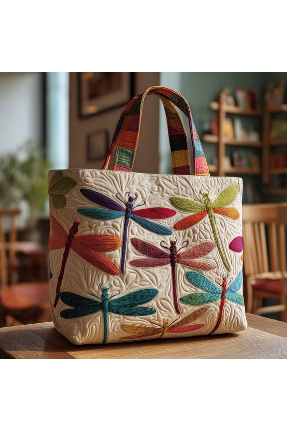 Enchanted Dragonfly Quilted Tote Bag