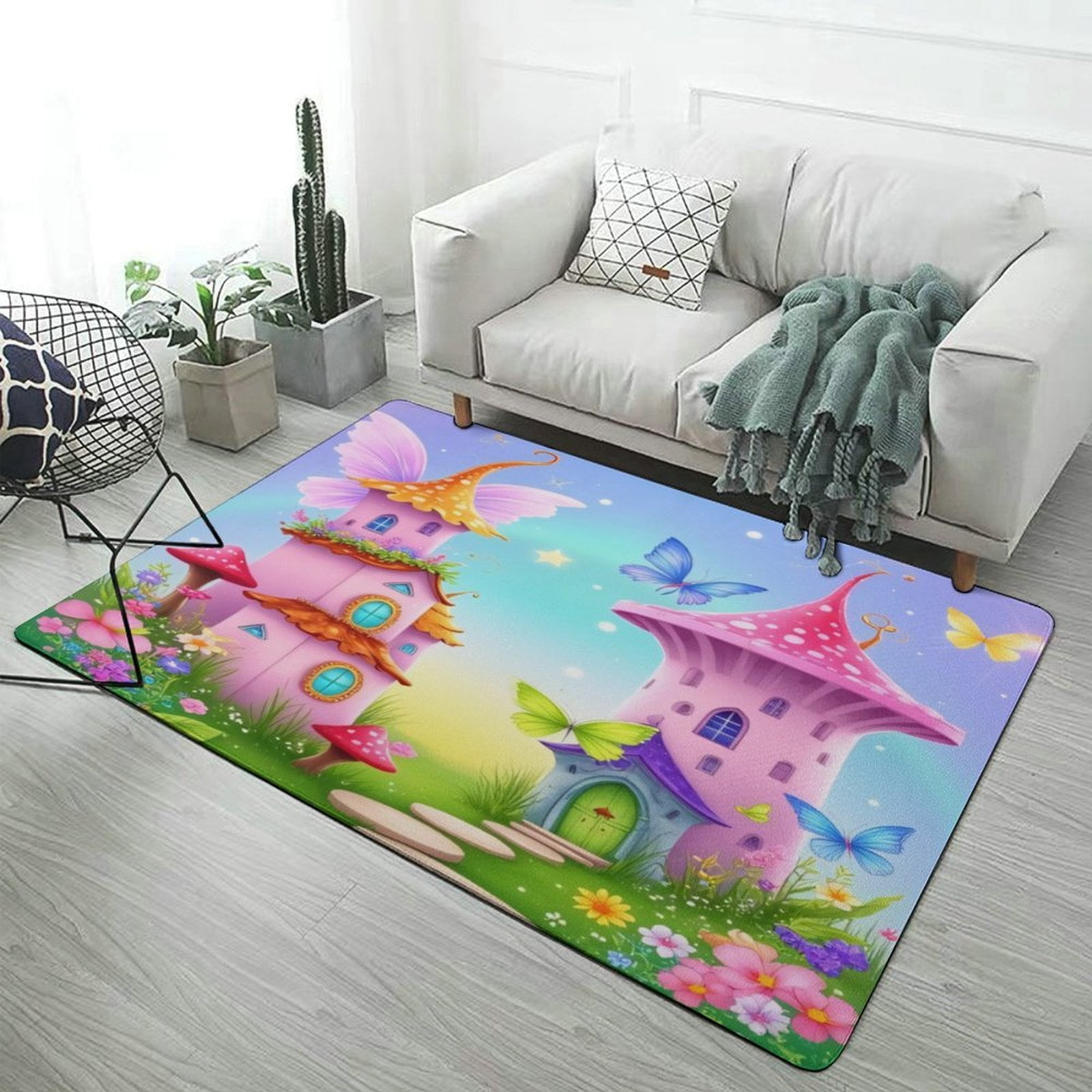 Enchanted Rug Enchanted Fairy Castle Garden Area Rugs Soft Carpet Suitable for Living ...