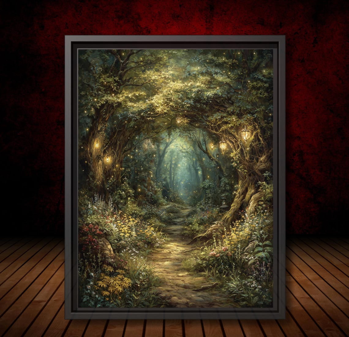 Enchanted Fairy Forest Path Wall Art Poster Magical Woodland Lantern ...