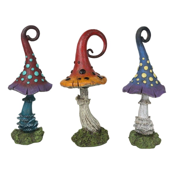 Enchanted Fairy Garden 9.5"H Spotted Toadstool Mushrooms Figurine Set of 3