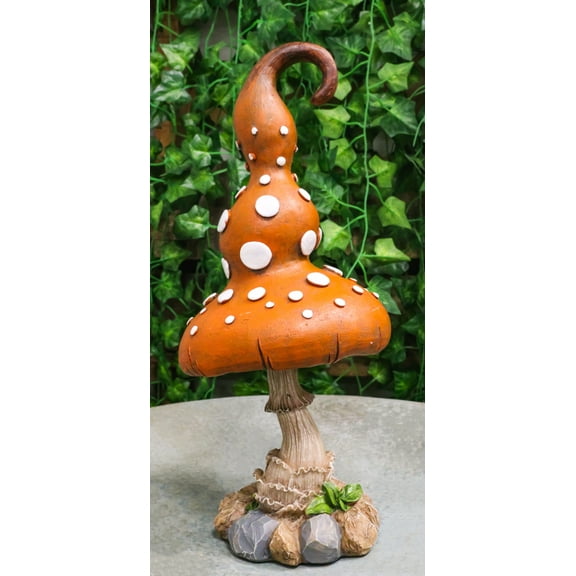 Enchanted Fairy Garden Giant White Spotted Toadstool Mushroom Figurine 13" H