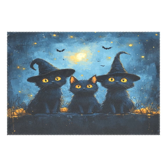 Enchanted Feline 12x18in Heat-Resistant Non-Slip Place Mat, Durable and Wrinkle-Resistant