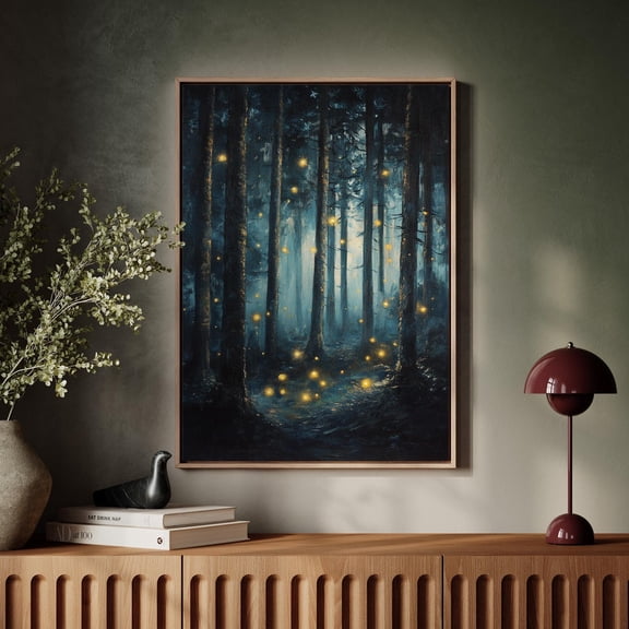 Enchanted Firefly Forest Art Mystical Glow Art Nature-Inspired Wall Decor For Serene Spaces Art