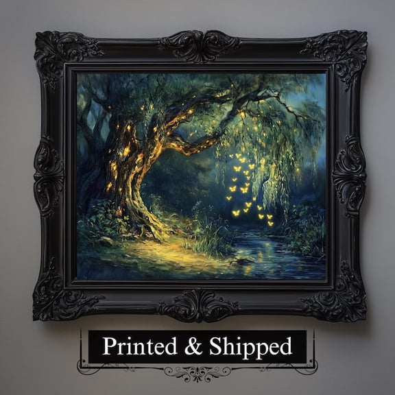 Enchanted Firefly Tree Poster Magical Forest Night Fantasy Wall Art 8x12 UNFRAMED