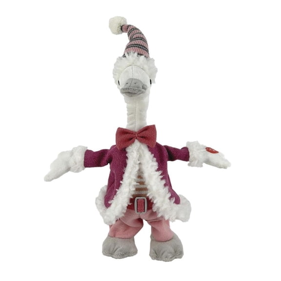 Enchanted Forest 16-1/2" Animated Goose with Santa Hat Musical Christmas Plush