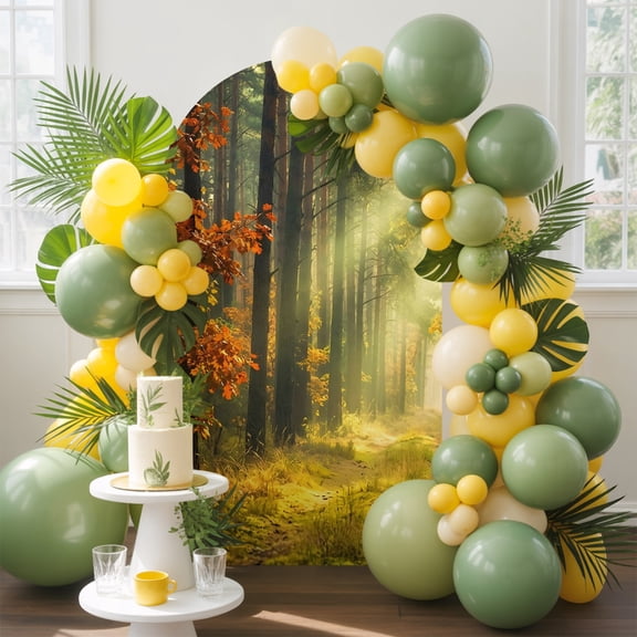 Enchanted Forest Arch Backdrop Cover, 4FT, Fall Nature Sunlight Sunbeams Path Spandex Arch Covers Double-Sided Backdrop for Wedding Birthday Party Photo Background Decoration
