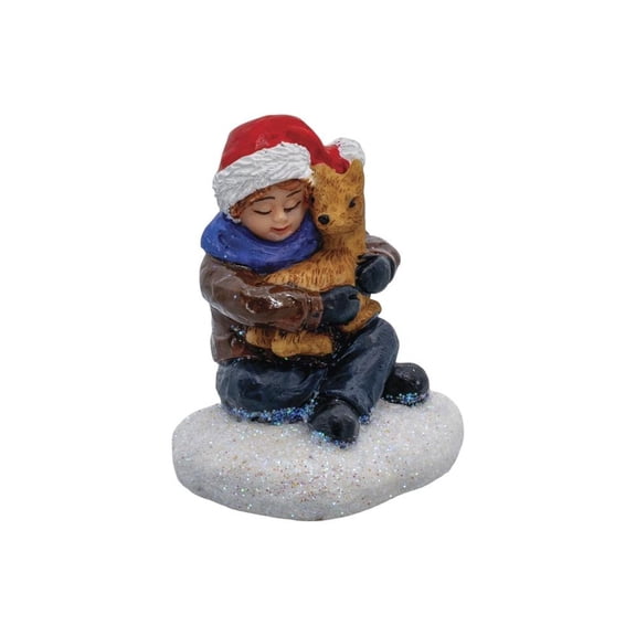 Enchanted Forest Assorted Accessories Christmas Village Figure Boy with Deer