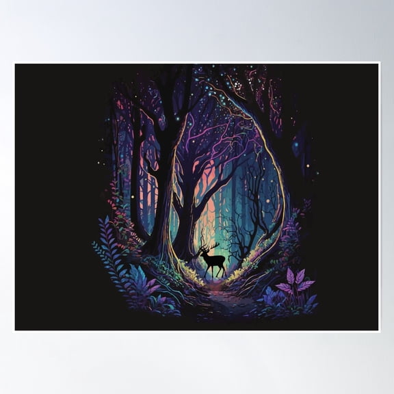 Enchanted Forest At Twilight Poster Wall Art, Modern Wall Decor, 12x18 UNFRAMED
