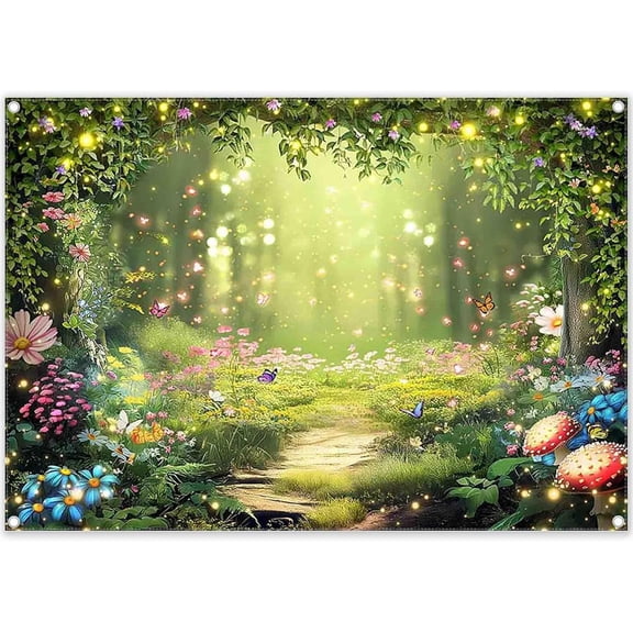 Enchanted Forest Backdrop Fairy Garden Photography Background for Girl Spring Magic Wonderland Party Decorations Banner Supplies Photo Booth Props