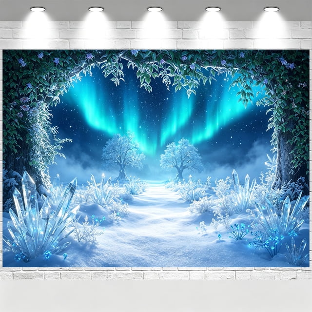 Learning Virtual Backdrops Enchanted Forest Backdrop White Snow Glowing Magic Banner Fairy Tale ...