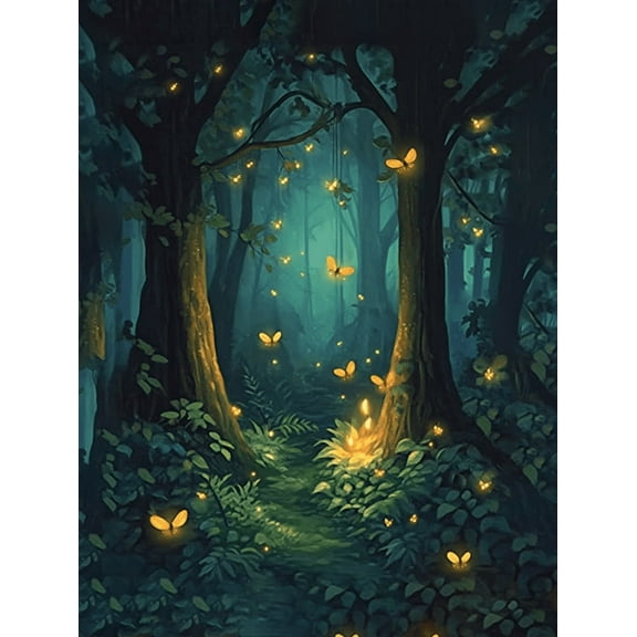 Enchanted Forest Butterfly Decorative Painting/Canvas Art Suitable for Living Room Bedroom Office Dining Room Study Hallway Hotel Apartment Cafe Bar and Gallery Decoration.