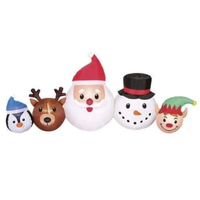 Enchanted Forest Christmas Inflatable North Pole Scene Santa Elf Snowman Reindeer Penguin Group 8.5 ft Wide LED Lights