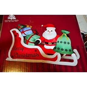 Enchanted Forest Christmas Inflatable Santa in Sleigh Holiday Yard Lawn Decoration Light Up 7 feet Long