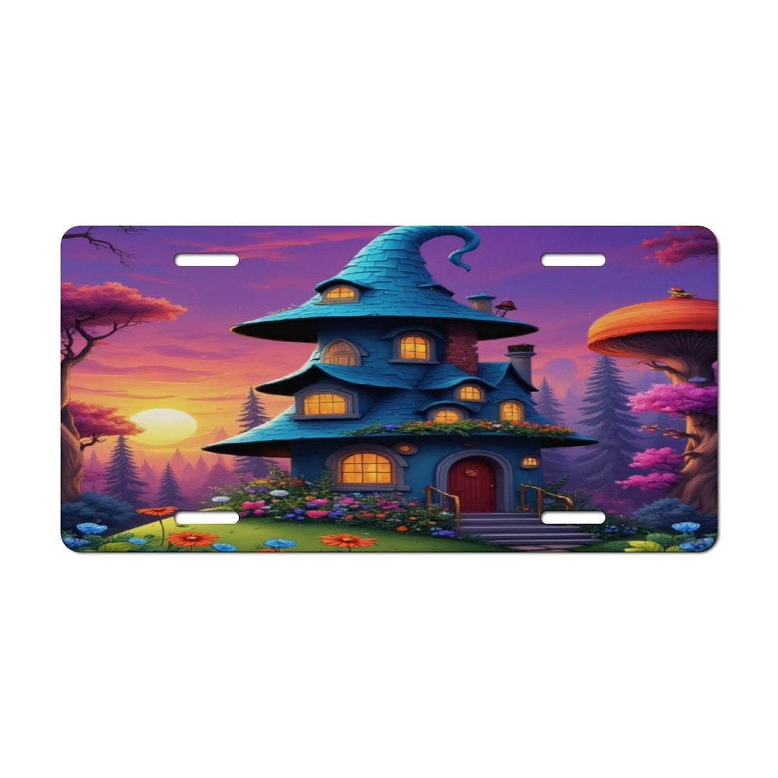 Cool Wolf Autumn Forest Decorative License Plate, Vanity Tag