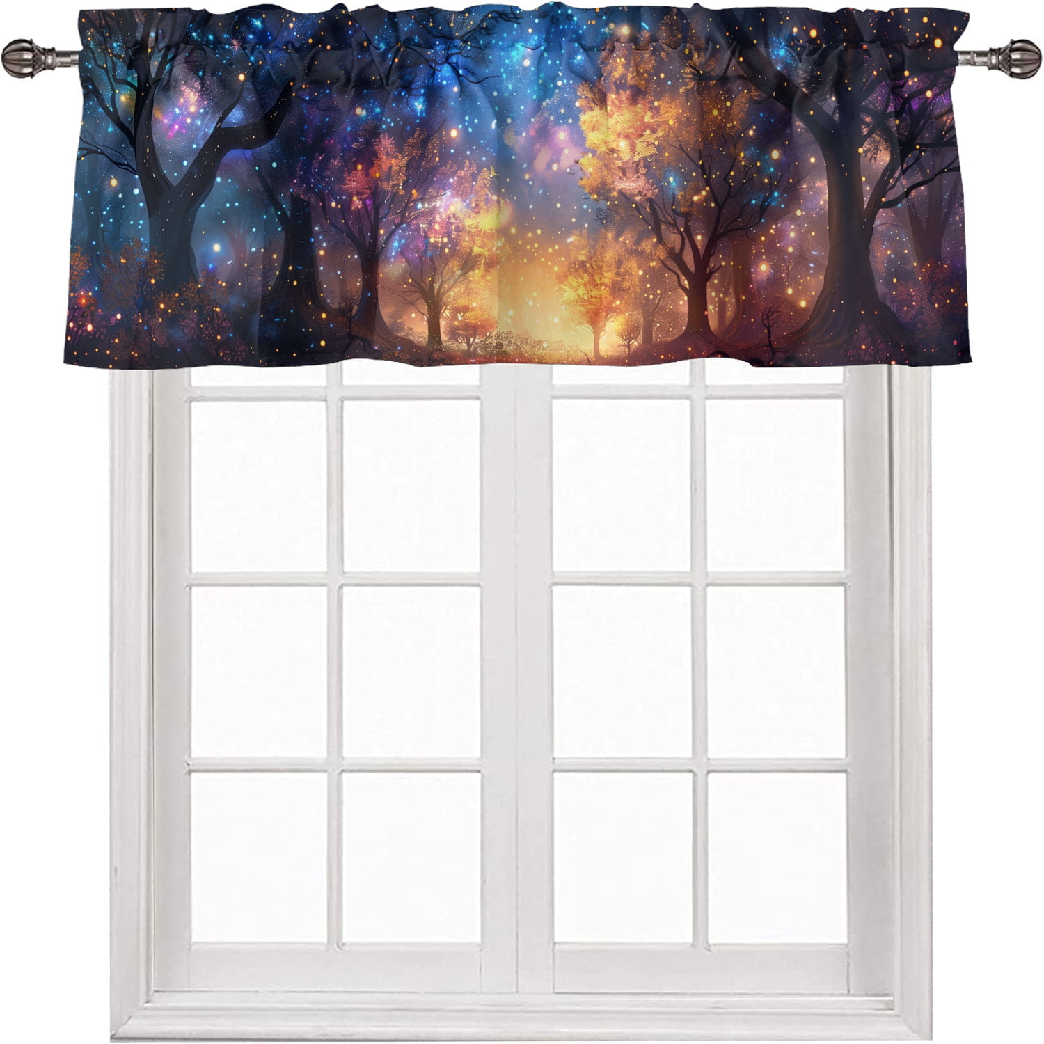 Enchanted Forest Curtains Valances for Home DecorFantasy Starry Night ...