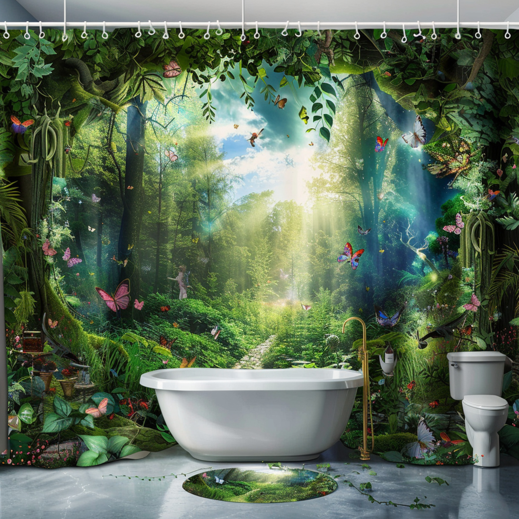 Enchanted Forest Fairy Tale Shower Curtain Magical Woodland Bathroom