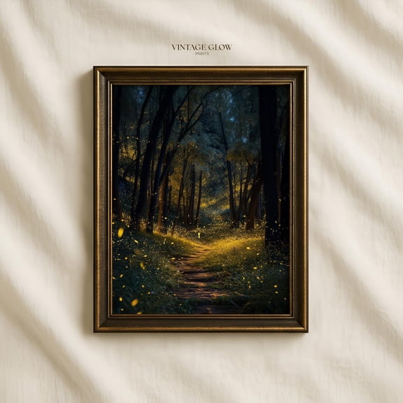 Enchanted Forest Fireflies Wall Art Print