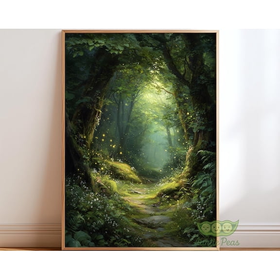 Enchanted Forest Fireflies Wall Art Print