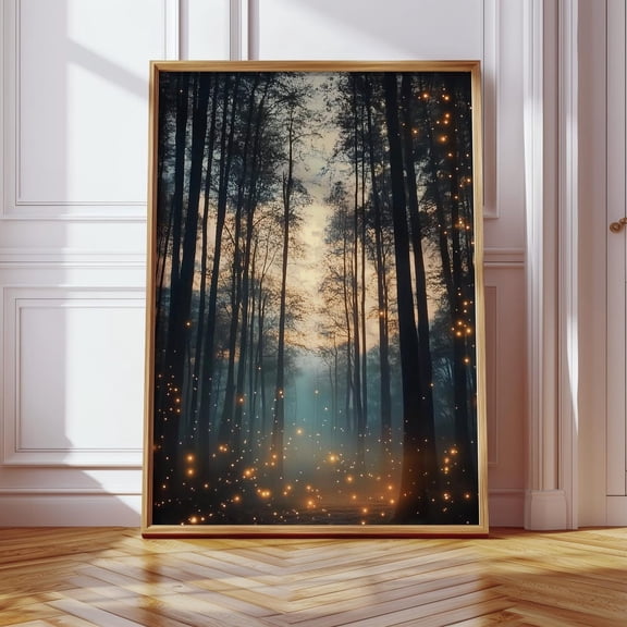 Enchanted Forest Firefly Art Print: Moody Maximalist Decor UNFRAMED PAPER POSTER, Home Decor, Vintage Gift, Living Room Dercor
