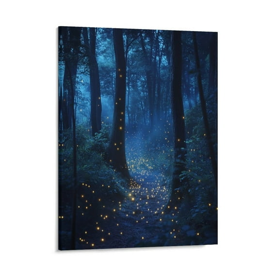 Enchanted Forest Firefly Botanical Nature Fireflies Canvas Prints 11x14inch Canvas Picture Modern Home Artwork For Bathroom Kitchen Framed