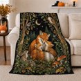 thumbnail image 1 of Enchanted Forest Fox Family Woodland Night Scene Tender, Festive Holiday Scene, Warm Flannel Blanket for Cabin and Lodge, Art Lovers Christmas Gift, Festive Home Decor, 1 of 9