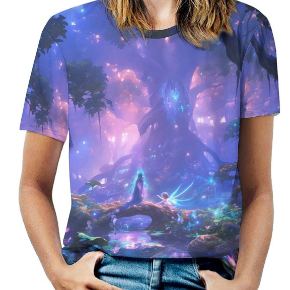 Enchanted Forest Glow-10 T Shirts Basic T-Shirt Short Sleeve Ladies Tee Shirt Summer Graphic Clothing