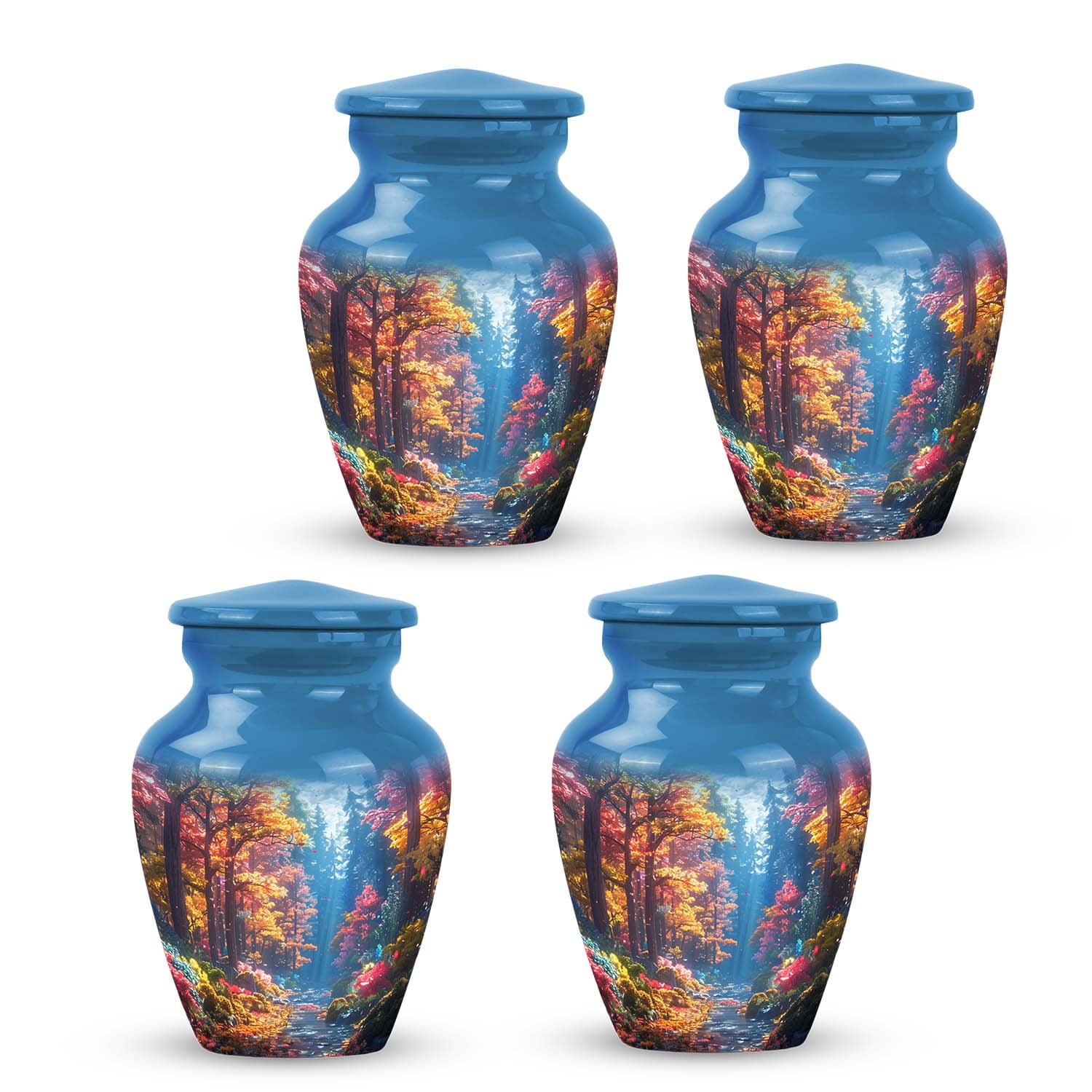 Enchanted Forest Glow Urns For Adult Female - Metal Urns For Human Ashes - Urns For Burial - Funeral Urns For Human Ashes Adult (Size-3inch,4Pcs)