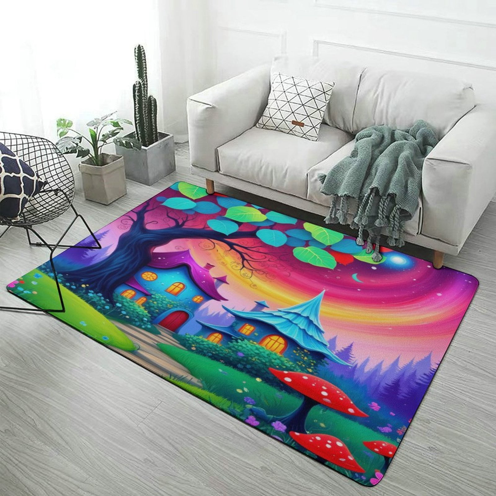 Enchanted Rug Enchanted Forest Houses Carpet Rug for Home Living Room Bedroom Sofa ...