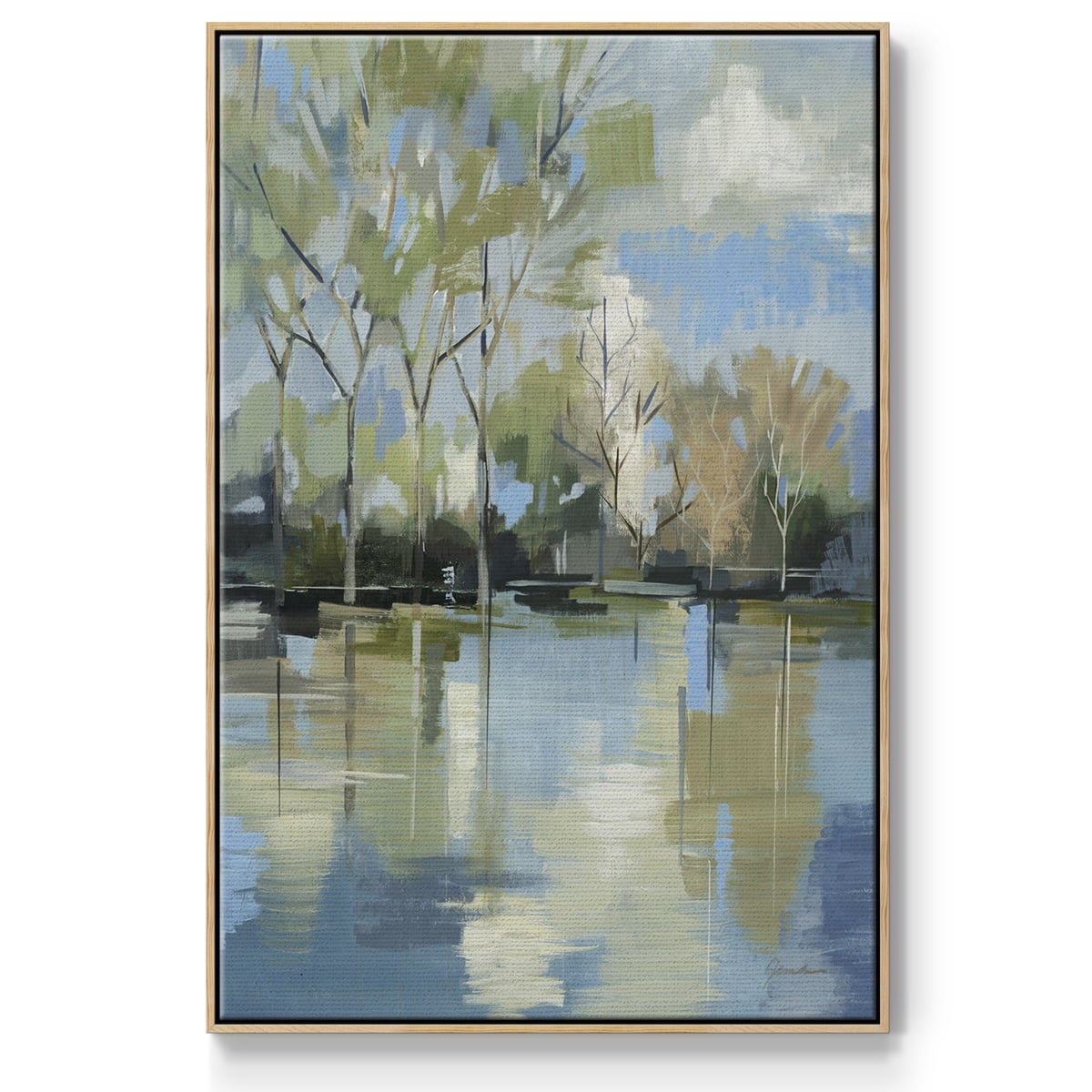Enchanted Forest II Framed Premium Gallery Wrapped Canvas - Ready to Hang - 25 x 37 - Natural Wood Floating Frame