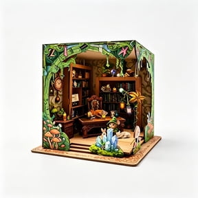 Ygakrkreit DIY Book Nook Kit, 3D Wooden Puzzle Forest Magic Scene, Adult Miniature Craft for Bookshelf Decor & Gift