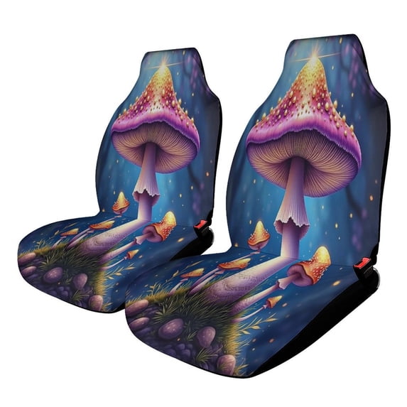 Enchanted Forest Mushroom Scene Car Seat Covers Front Seats Universal Fit for Cars SUV Truck Auto Interior Accessories