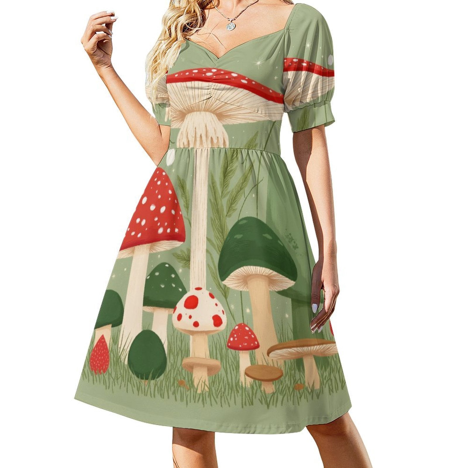 Enchanted Forest Mushroom Scene Summer Women's Dress 2025 Elegant ...