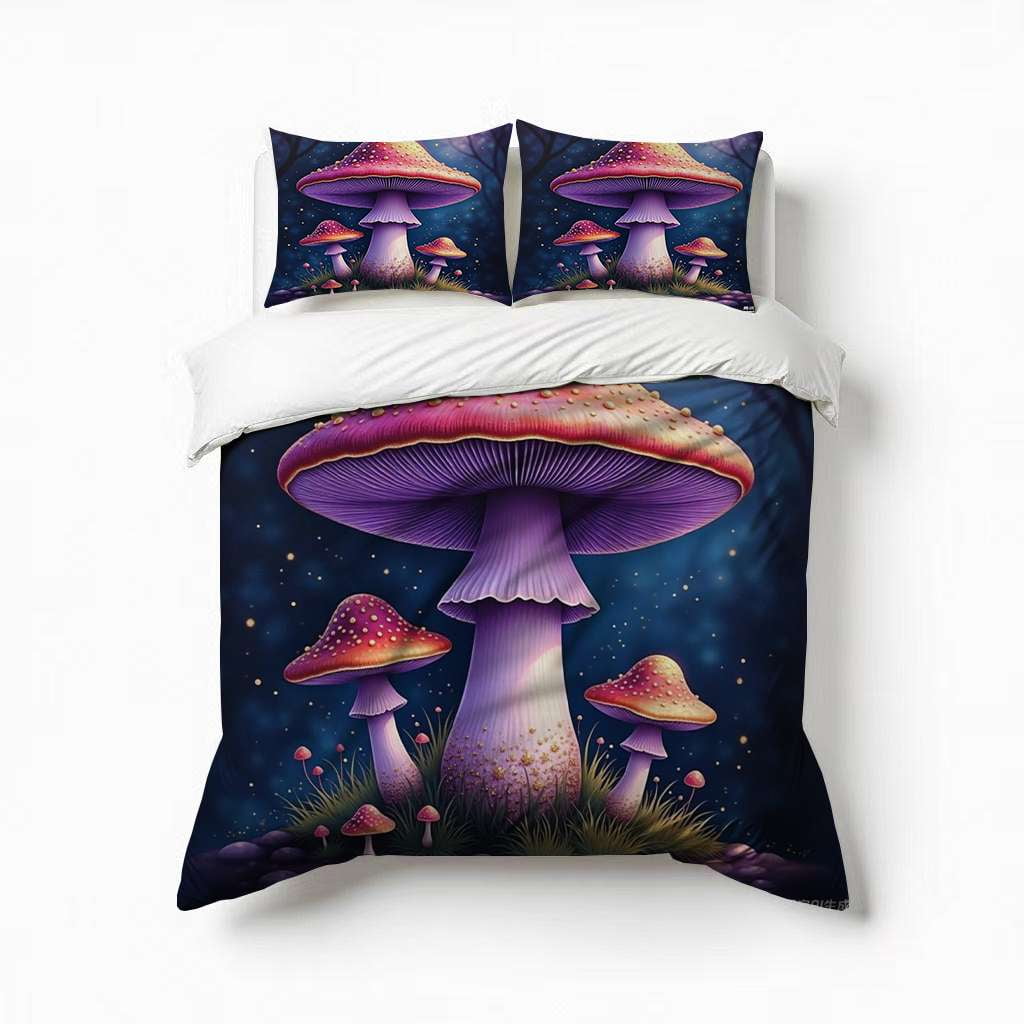 Enchanted Mushroom Realm 3-Piece Quilted Bedding Set NCU0NTD1118